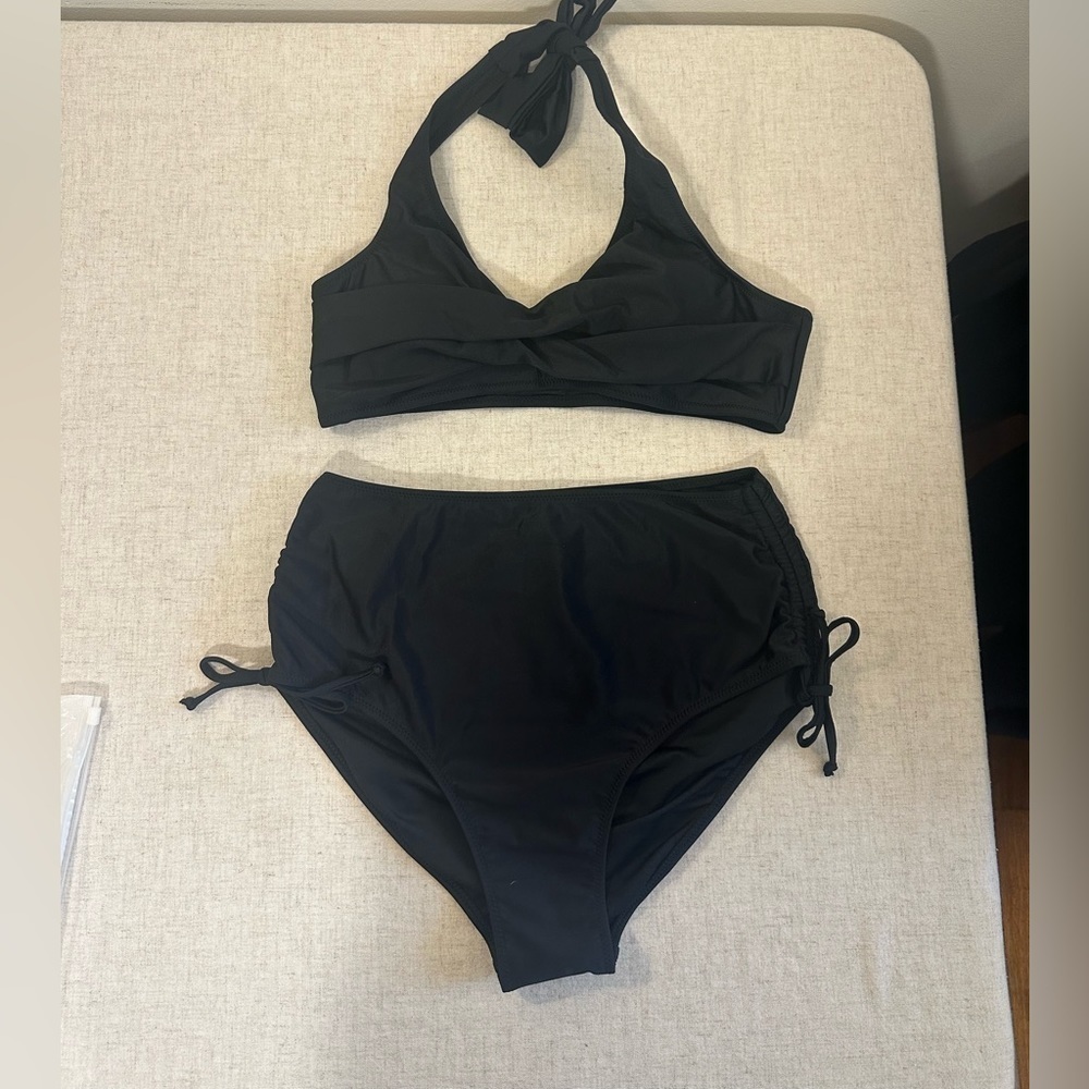 Tournesol Black High Waisted Crisscross Bikini